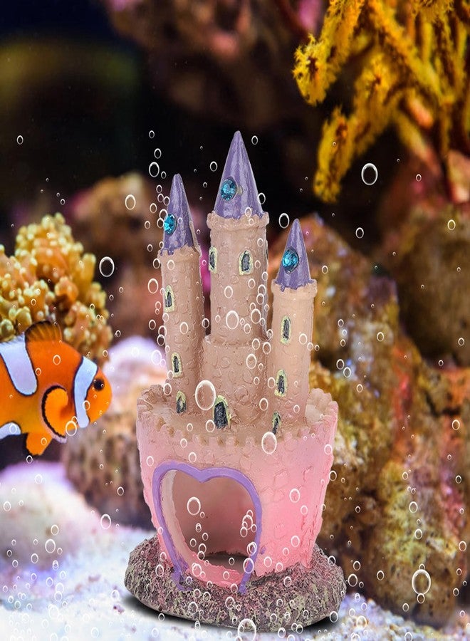 Glomora Fish Tank Decorations Small, Mermaid Fish Tank Decorations, Fish Castle for Aquarium, Pink Aquarium Resin Castle Decoration for Aquarium Fish Reptiles Tank - Image 3